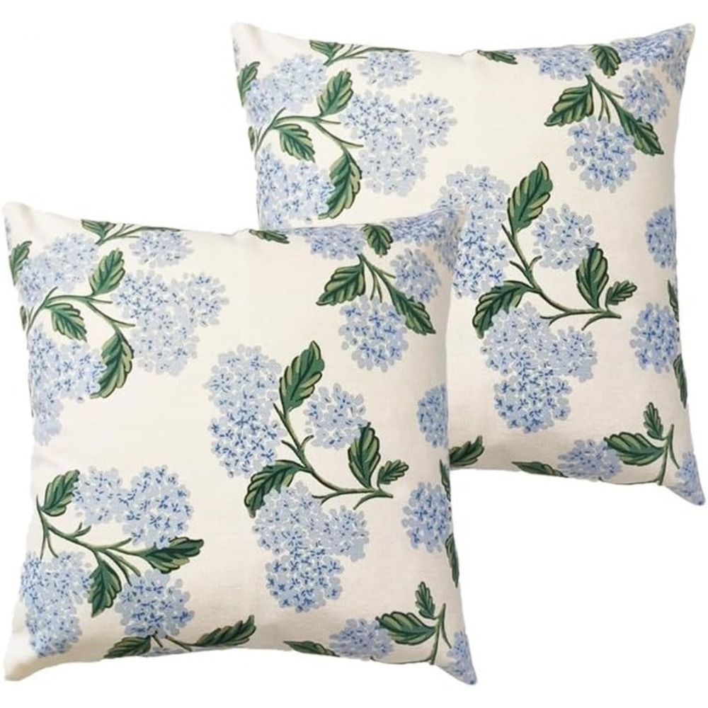 Set Of 2 Throw Pillowcase Floral Cotton Linen Blend With  Miulee Pillows New